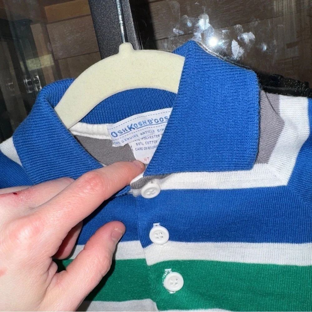 1980s OshKosh B'gosh toddler boys polo rugby Shirt long sleeve colorful stripes